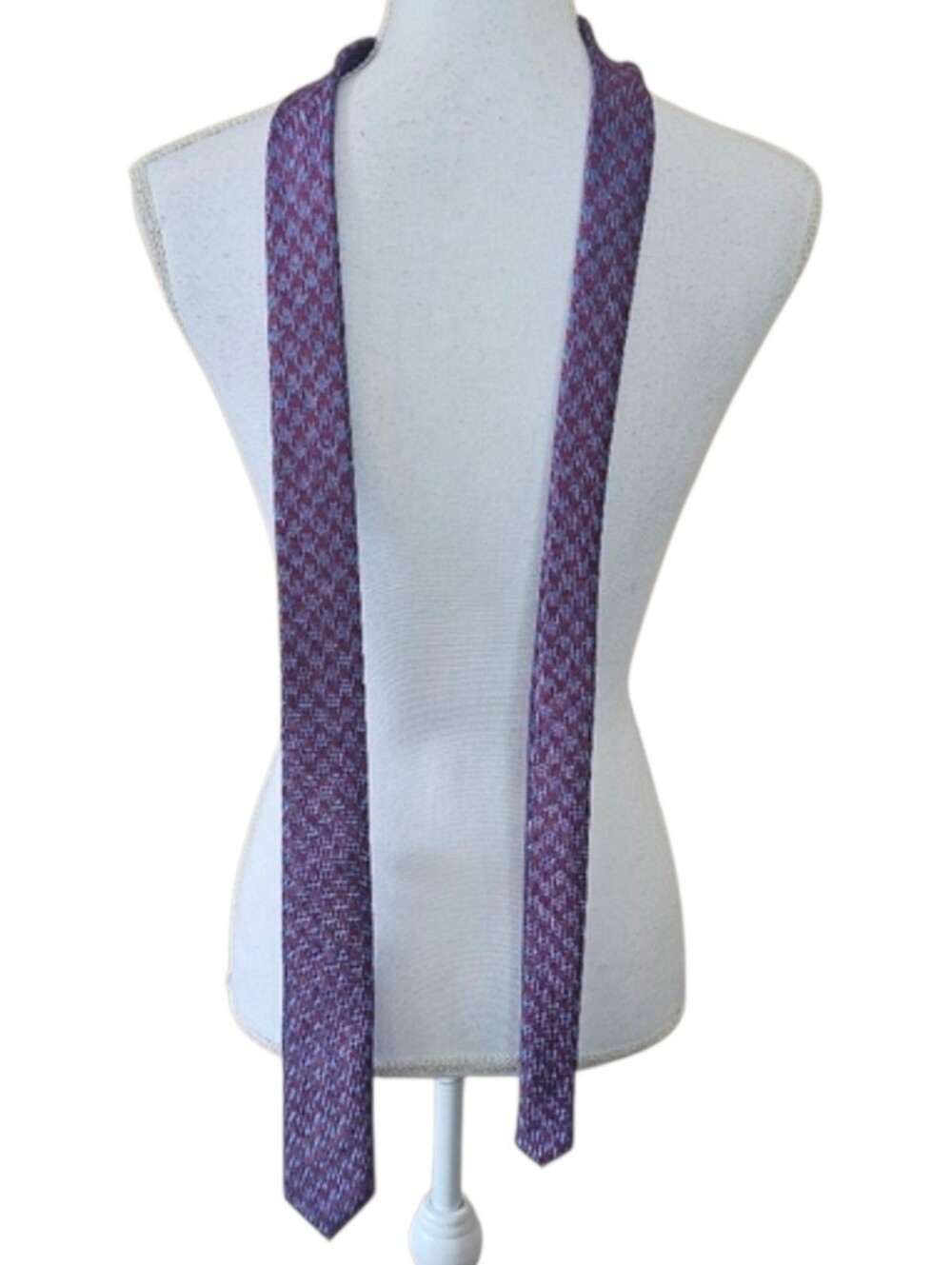 Imani Uomo Men’s Blue Pink Geometric Silk Touch Neck Tie Designer Dress Tie